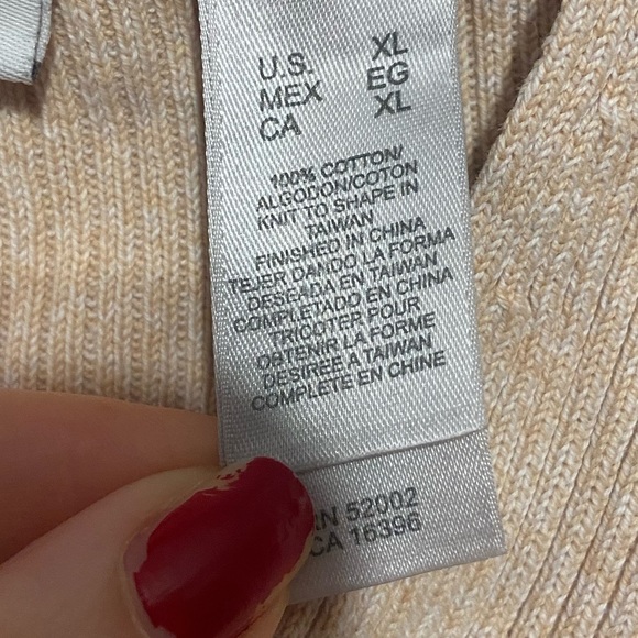 Villager by Liz Claiborne Ribbed Cotton Beige Sweater XL - Picture 3 of 7